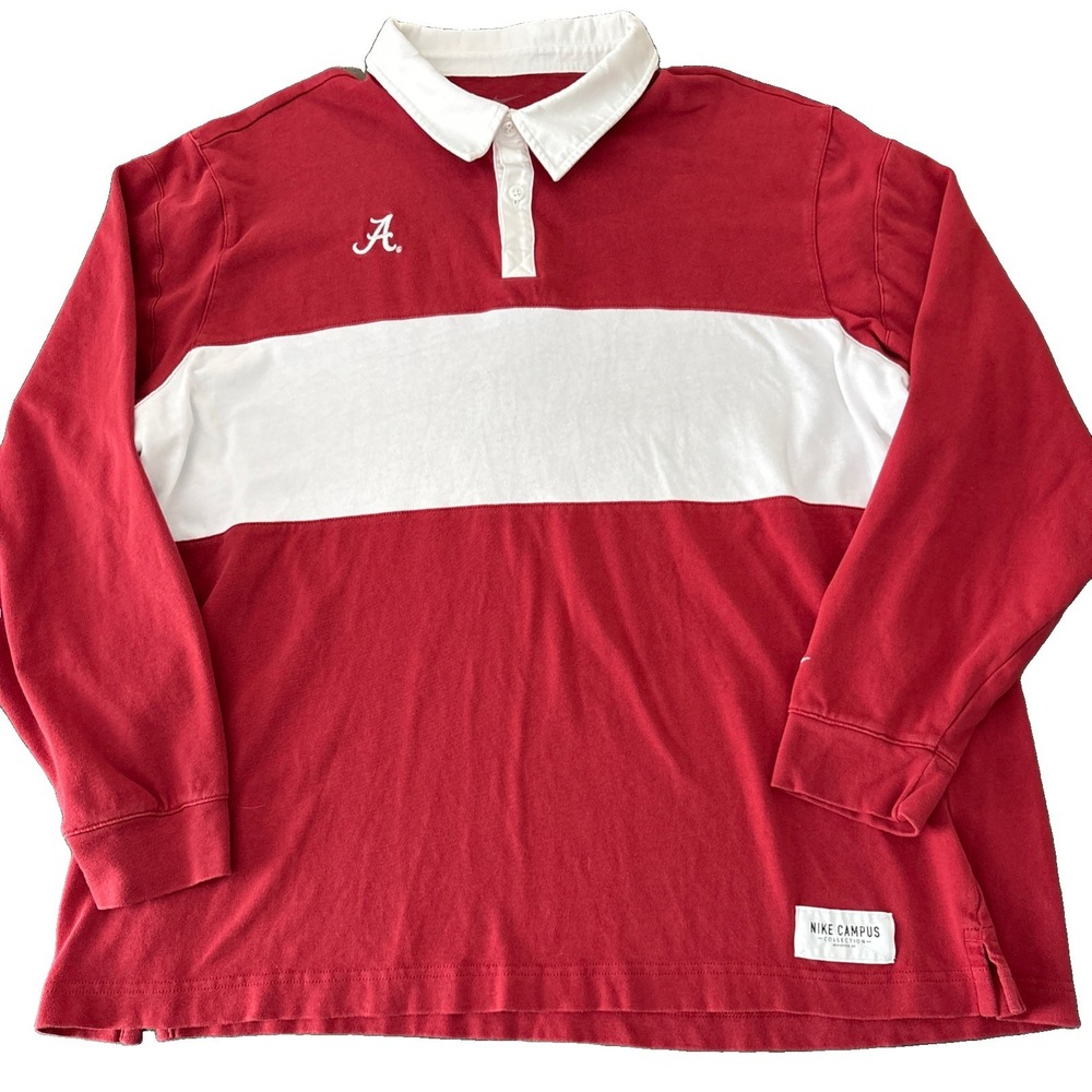 Nike Alabama Crimson Tide Red White Long Sleeve polo Nike Campus Collection XL